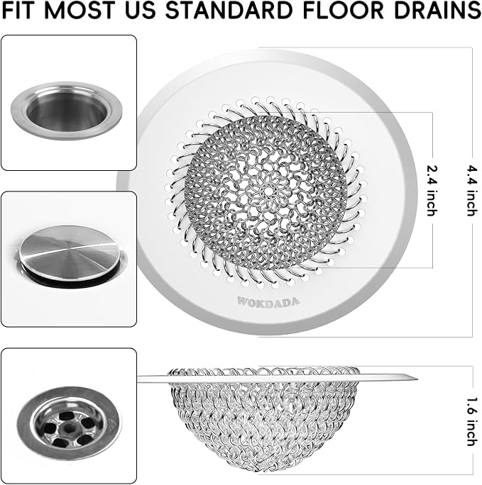 Drain Hair Catcher: for Bathtub & Shower, Reversible 304 Stainless Steel - Image 4