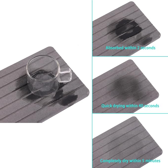 2 PCS Water Absorbent diatomite Coasters, 9.5" x 5.5" Water Absorbing Stone Tray - Image 3