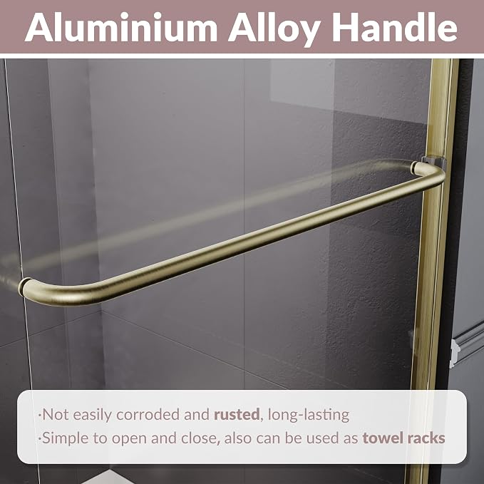 ELEGANT Semi-Frameless Sliding Shower Door 60 in. W x 72 in. H, Bathroom Shower - Image 6