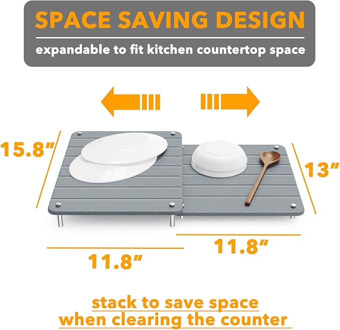 SpaceAid 2 Pack Stone Dish Drying Mats - Image 4