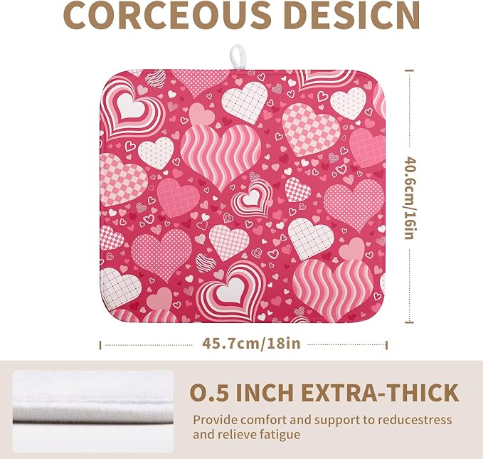 Valentine's Day Red Pink Love Heart Drying Mat - Image 2