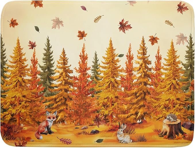 Autumn Forest Dish Drying Mat by Giwawa