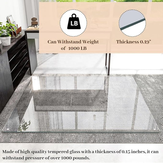 48" x 60" Glass Chair Mat, Heavy Duty Hard Tempered Glass Mat - Image 2