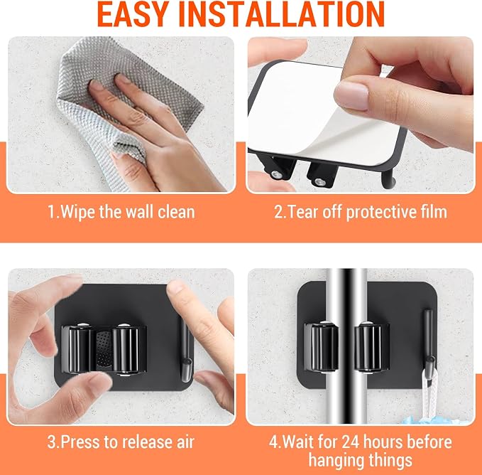 Batur 4 Pack Broom Holder Wall Mount, Super Anti-Slip Mop and Broom Holder Wall - Image 7