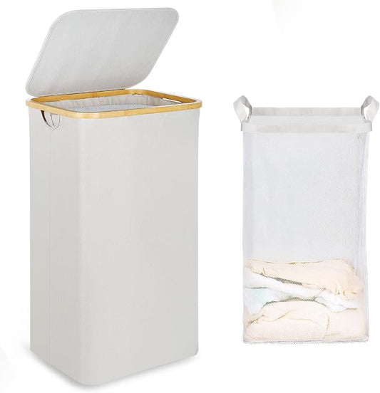 efluky Laundry Basket with Lid and Removable Bag, 100L Tall Laundry Hamper with by efluky