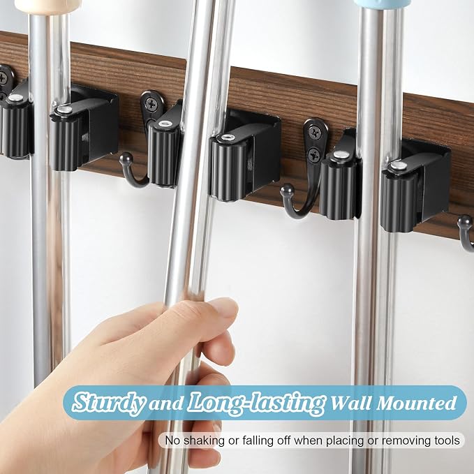Brown Broom Holder Wall Mount - Image 2