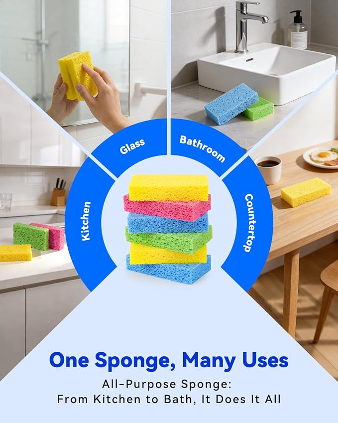 Temede Cellulose Sponges, Heavy Duty Scrub Sponges, Non-Scratch Kitchen Sponges - Image 6