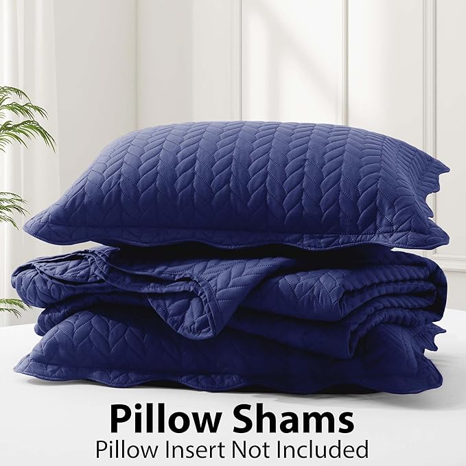 IR Imperial Rooms Twin Quilt Bedding Set (68” x 86”) - Bulk Pack of 10 Wholesale for Hotels, Guest Bedroom & Airbnbs - Lightweight Microfiber Reversible Embossed Quilts Bedspreads (Navy)