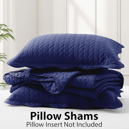 IR Imperial Rooms Twin Quilt Bedding Set (68” x 86”) - Bulk Pack of 10 Wholesale for Hotels, Guest Bedroom & Airbnbs - Lightweight Microfiber Reversible Embossed Quilts Bedspreads (Navy)