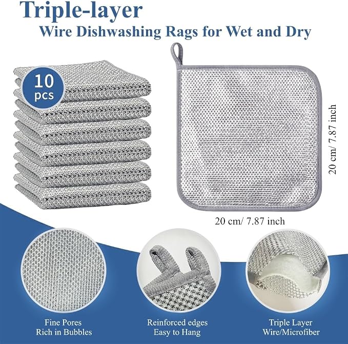 10-Pack Non Scratch Wire Dishcloths - Image 2