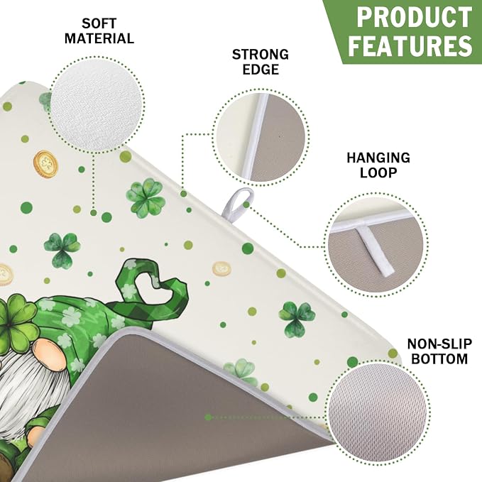 St Patrick's Day Gnome Dish Drying Mat - Image 3