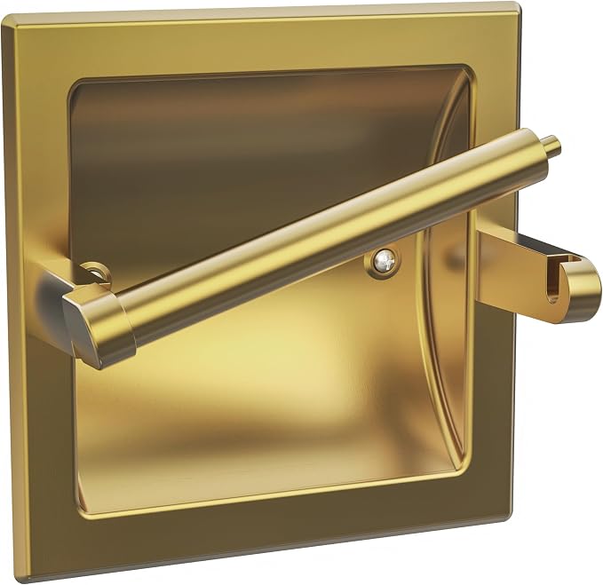 Recessed Gold Toilet Paper Holder, in Wall Toilet Paper Holder Pivoting by WZKALY