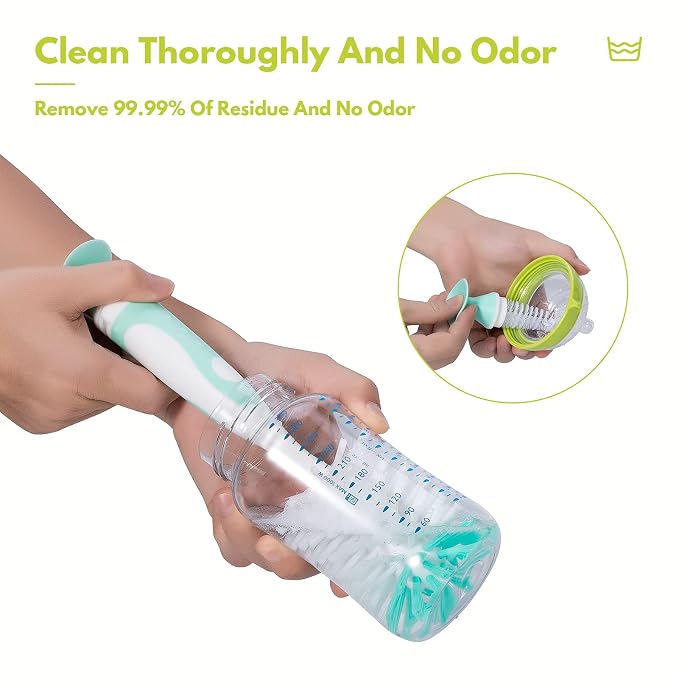 Baby Bottle Brush with One Base Hidden Nylon Nipple Cleaner, Bottle Brush with - Image 2