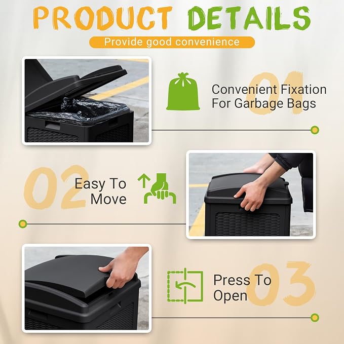 YESHOMY 4 Pack Outdoor Trash Can - Image 2