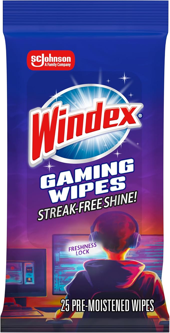 Windex Gaming Cleaning Wipes, Pre-Moistened Wipes to Instantly Clean all Gaming by Windex