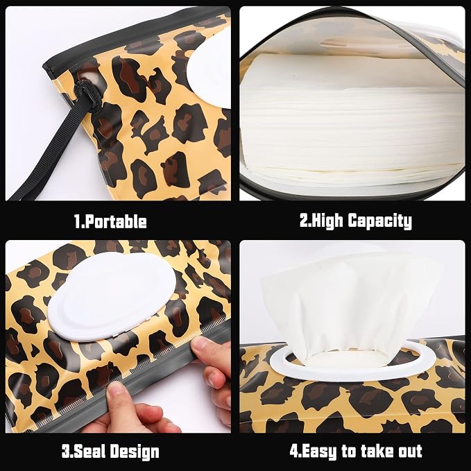 FEBSNOW 4 Pack Baby Wipe Dispenser, Portable Refillable Wipe Holder, Baby Wipes - Image 3