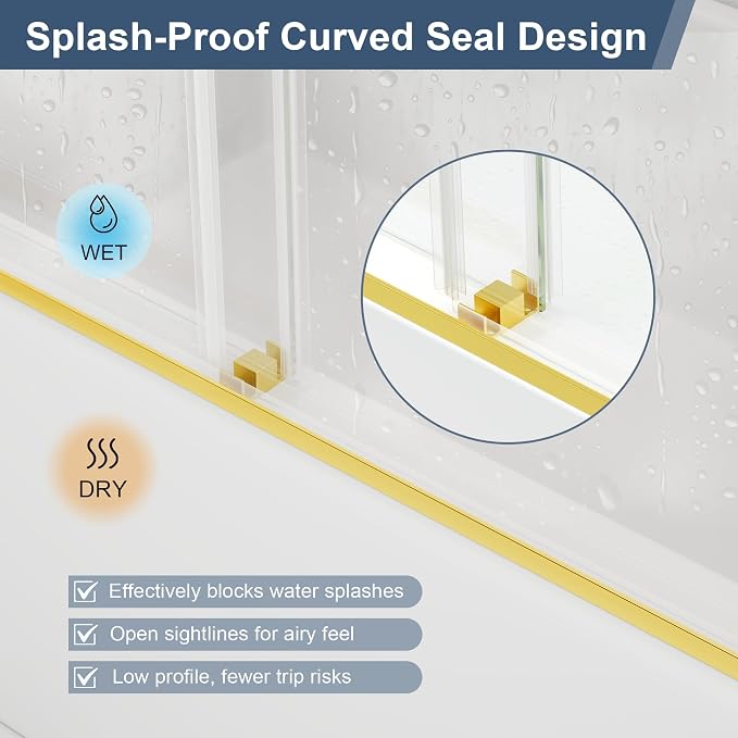 Frameless Bathtub Shower Door, 55-60" W x 60" H Double Sliding Tub Shower Door - Image 2
