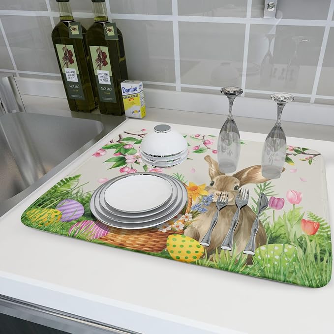 Easter Bunny Colorful Eggs Dish Drying Mat - Image 6