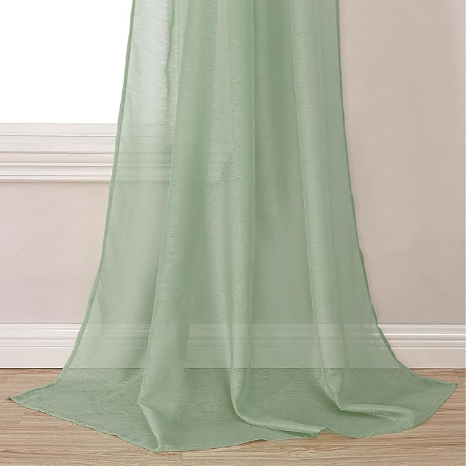 DONREN Extra Long Sage Green Semi-Sheer Window Valance - Luxury Soft Scarf for Wedding Arch, Curtains (1 Panel, 52 x 288 Inch)