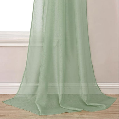 DONREN Extra Long Sage Green Semi-Sheer Window Valance - Luxury Soft Scarf for Wedding Arch, Curtains (1 Panel, 52 x 288 Inch)