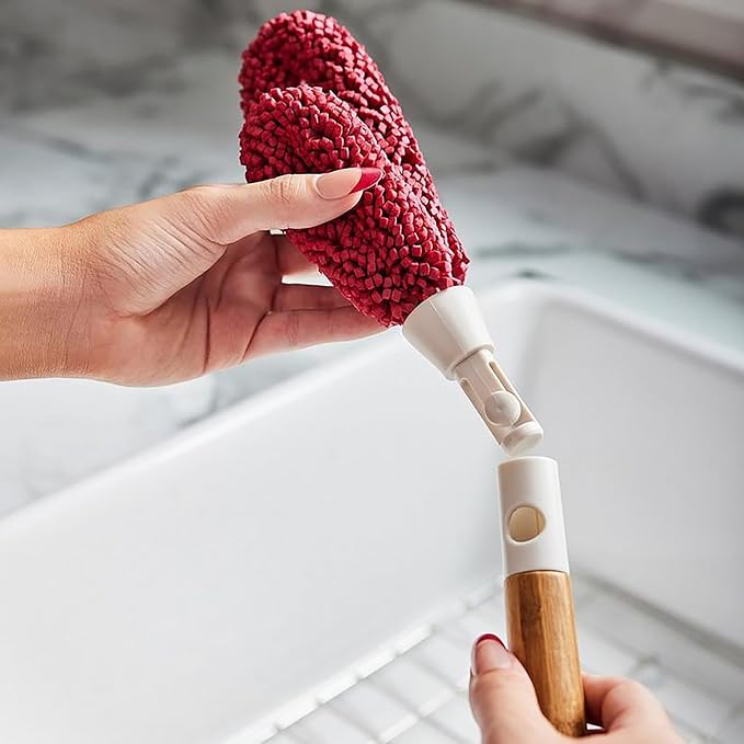 Wine Enthusiast Interchangeable Glassware Cleaning Brush Set – 5-Piece Bamboo - Image 7