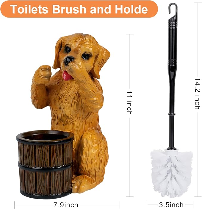 Toilet Brush Holder Set for Bathroom Super Cute Dog Base Solidly Toilet Bowl - Image 6