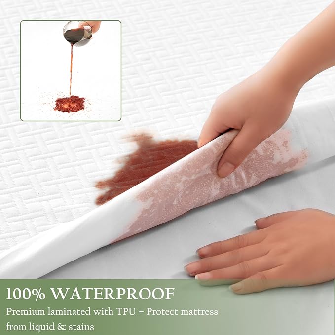 100% Waterproof King Mattress Protector, Breathable Bamboo Rayon Mattress Cover - Image 3
