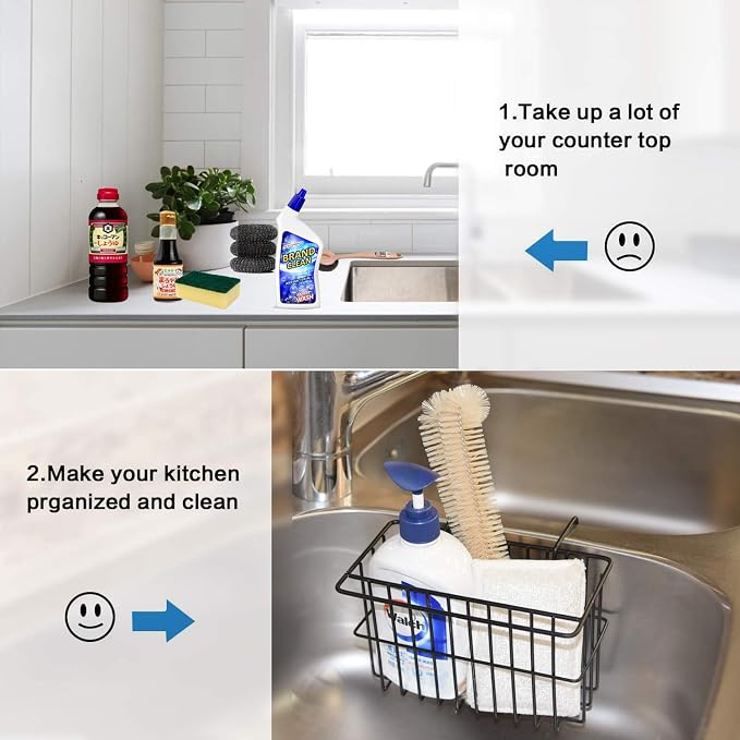 Kitchen Sponge Holder, Dish Brush Holder, Slim Sink Organization/Draining - Image 4