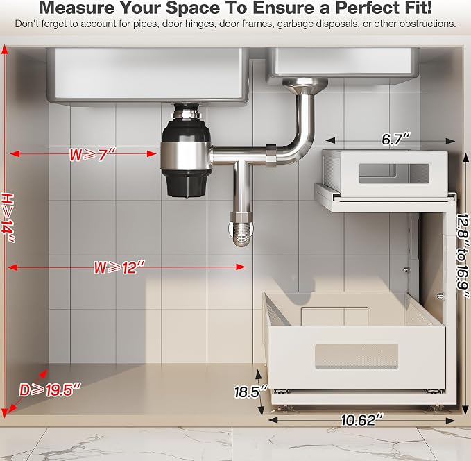 2 Pack 18.5IN-Depth Under Sink Organizer - Image 2
