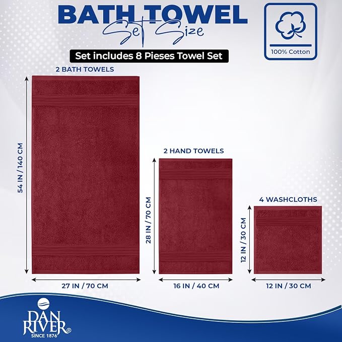 DAN RIVER 8 PC Luxury Bath Towels - Image 2