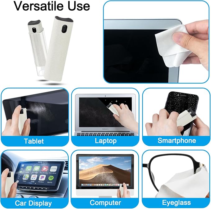 walrfid 2Pcs Car Screen Cleaner, Laptop Screen Cleaner Spray and Wipe, - Image 4