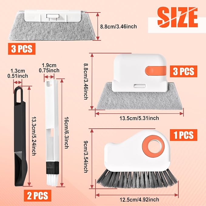 9Pcs Window Track Cleaner Set, Groove Cleaning Brush Tools, Window Sill Gap - Image 3