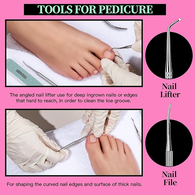FANDAMEI Nail Care Kit, Nail Files 100/180, Nail Buffer Block, Cuticle Nippers - Image 5