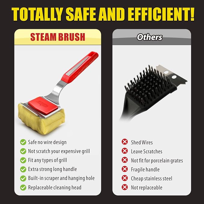 GRILLART Grill Brush Bristle Free. SteamWizards BBQ Replaceable Cleaning Head - Image 8