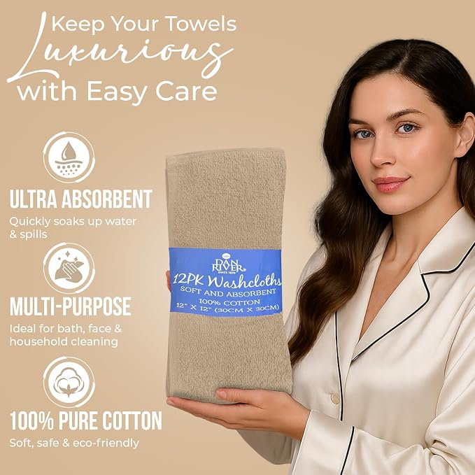 DAN RIVER 12 Pack Wash Cloths for Showering - Image 4