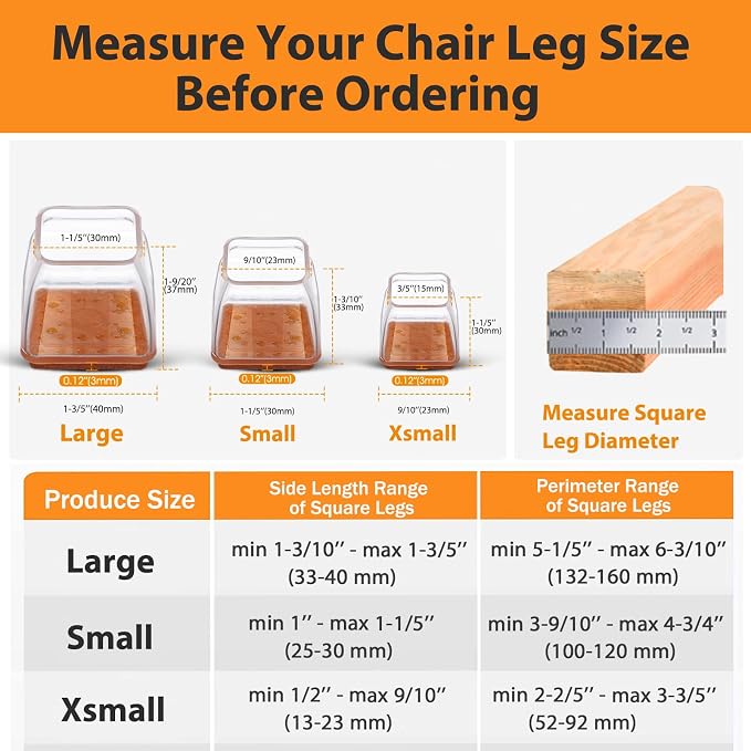 36 Pcs Square Chair Leg Floor Protectors, Felt Furniture Pads - Image 4