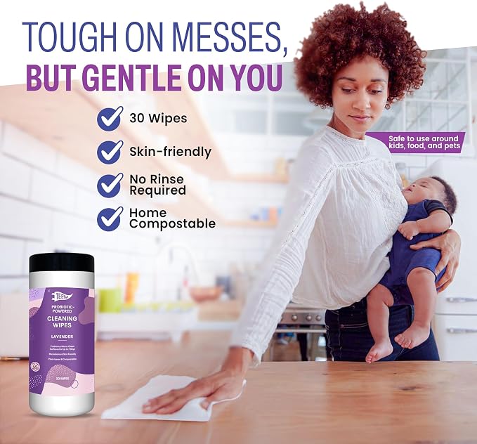 Probiotic Cleaning Wipes with Lavender Essential Oil, Microcleans Surfaces - Image 6