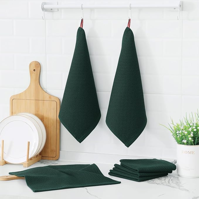 Kitinjoy 100% Cotton Kitchen Dish Cloths, 6 Pack Waffle Weave Ultra Soft - Image 6