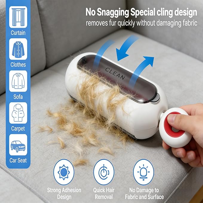 Reusable Lint Roller for Clothes, Portable Pet Hair Remover Brush for Cat & Dog - Image 3