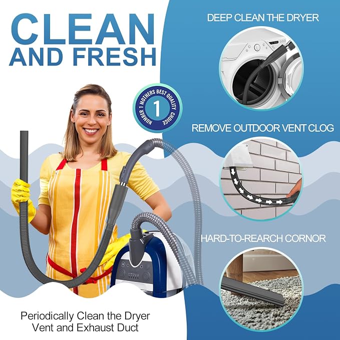 Dryer Vent Cleaner Kit Vacuum Hose Attachment, Quickly Removes Lint, Cleaning - Image 7