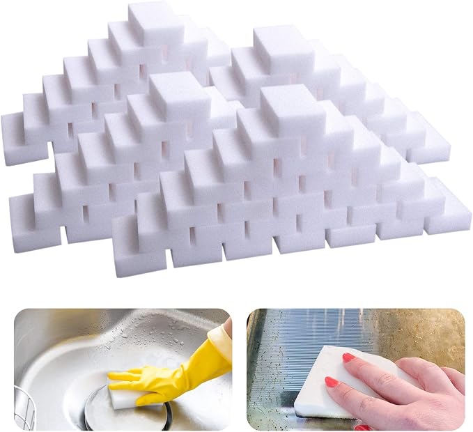 Magic Sponge Eraser, 100 Pack Melamine Foam Bulk Sponge Sheets by Vftuhuy