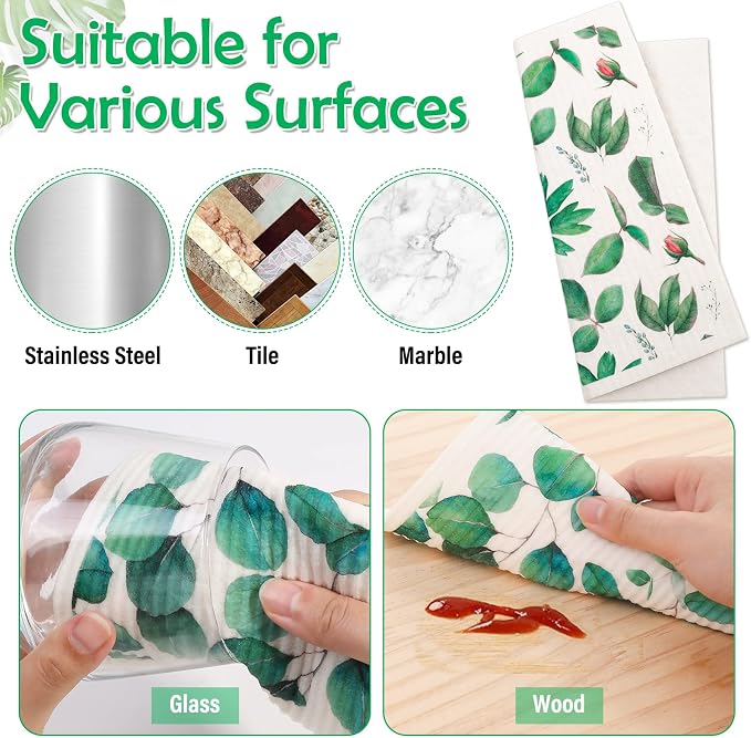 Lucomb 8 Pack Swedish Dish Cloths Washable, Reusable Cleaning Kitchen Paper - Image 5