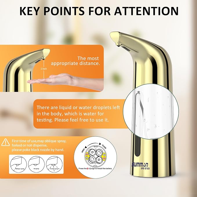 Automatic Liquid Soap Dispenser Touchless, 400ML Hand & Dish Countertop Gold - Image 3