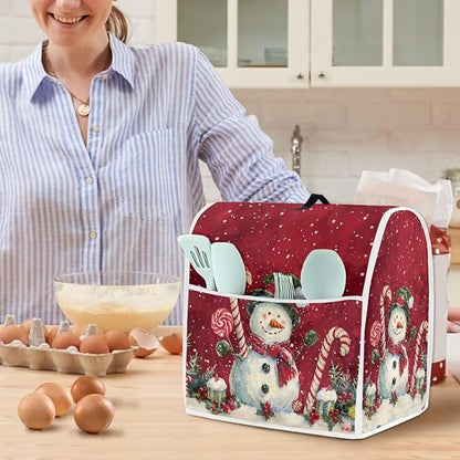 Christmas Snowman Stand Mixer Cover 6-8Qt Christmas Mixer Cover Washable Anti-Stain Appliance Covers For Kitchen Counter Mixer Parts & Accessories