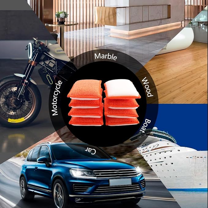 SPTA Car Interior Scrubbing Sponge, Microfiber Car Wax Applicator, Car Wash - Image 5