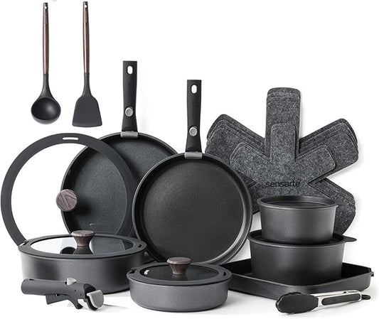 SENSARTE 24 Piece Pots and Pans Set, Nonstick Detachable Handle Cookware by SENSARTE