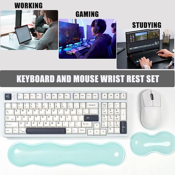 Gel Keyboard and Mouse Wrist Rest Set – Clear Wrist Rest - Image 2