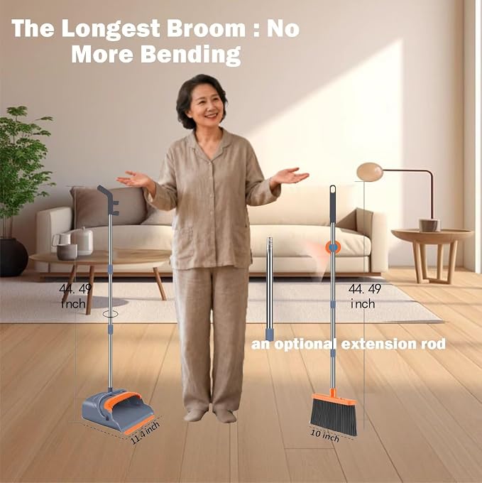 Upgrade Long Handle Design Broom and Dustpan Set - Image 3