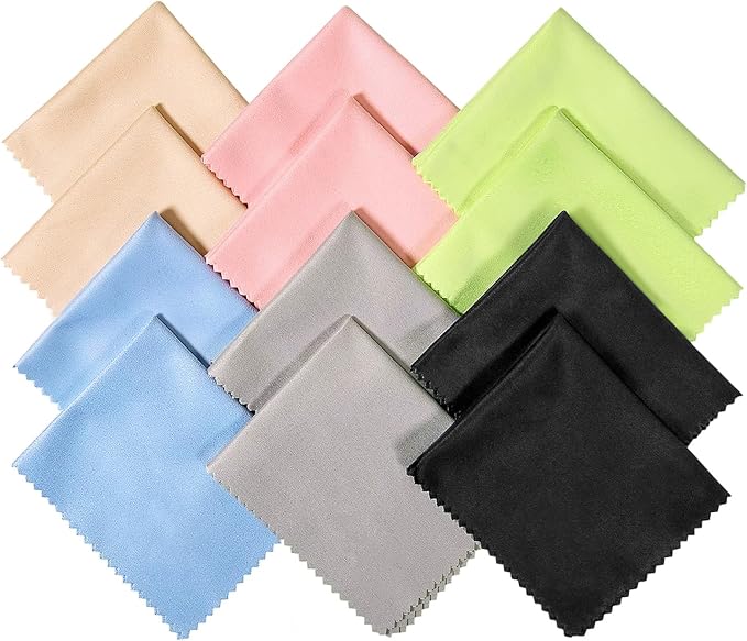 12Pack Assorted Colors Microfiber Cleaning Cloths, 6x7in by Unknown