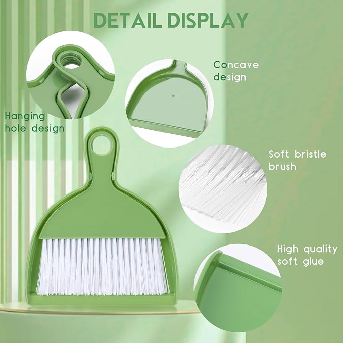 THINKLEARN 2PCS Small Broom and Dustpan Set, Mini Dust Pan and Brush, Hand Whisk - Image 4